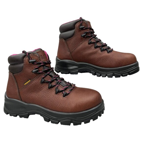 AdTec NWOB Women's Brown Waterproof Leather Cap Toe Work Boots Size 7 - Picture 2 of 12